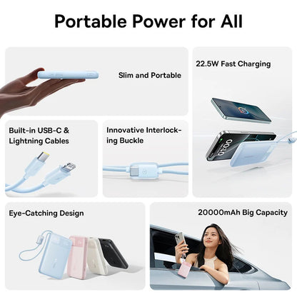 Baseus EnerFill FC11 22.5W 20000mAh Power Bank Built‑in Cable for iPhone/Android