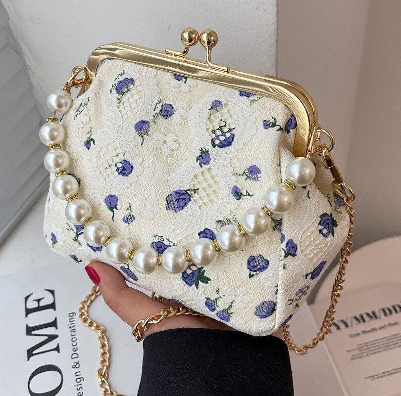 Flowers Bags Wedding Handbag Vintage Clutch Purse Metal Frame 22*15.5*10CM Shell