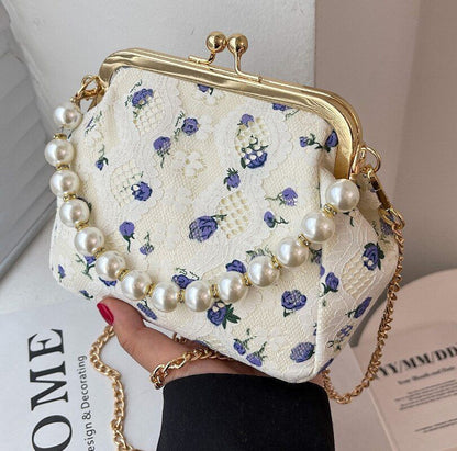 Flowers Bags Wedding Handbag Vintage Clutch Purse Metal Frame 22*15.5*10CM Shell