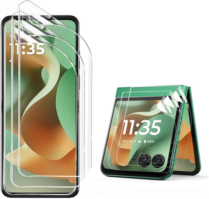 3 Pack for Motorola Razr 2025/2024 Screen Protector,[3 Main Screen + 3 Front Scr