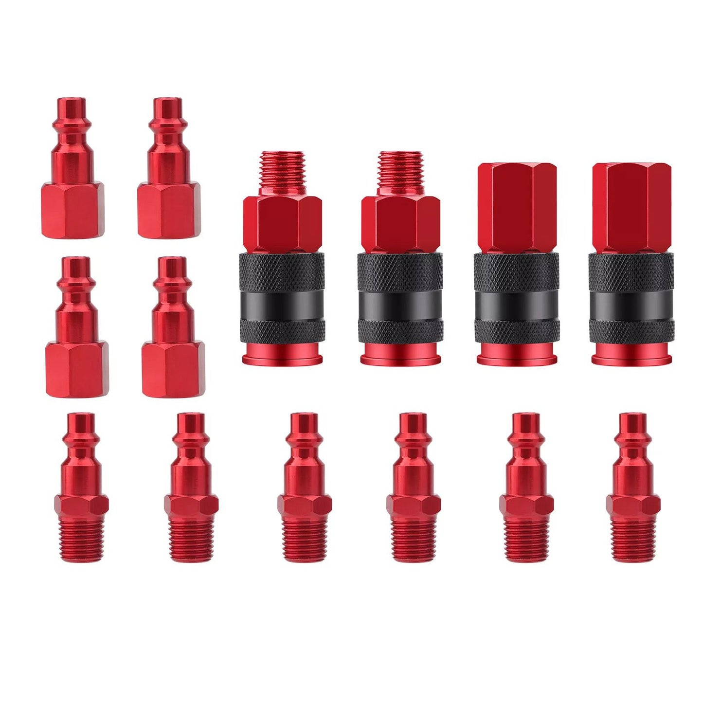 14pcs Air Hose Fittings For 1/4 Inch NPT Thread With Quick-Connect Design