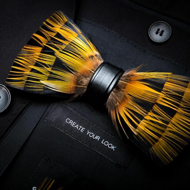 Men's Luxury Bowtie 12x5cm Peacock Feather Leather Bow Ties Fashion Party Formal