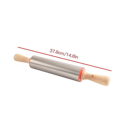 Rolling Pins Baking Tool Cookie Pastry Dough Roller 26~42cm Stainless Steel Wood