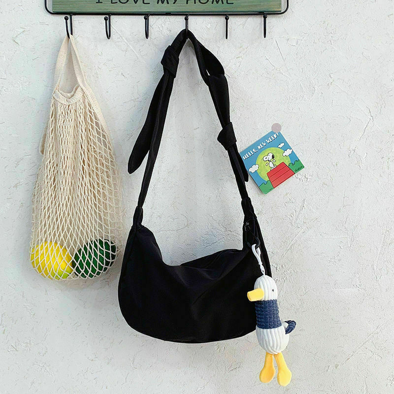 solid color canvas bag women's version student One Shoulder Messenger Bag