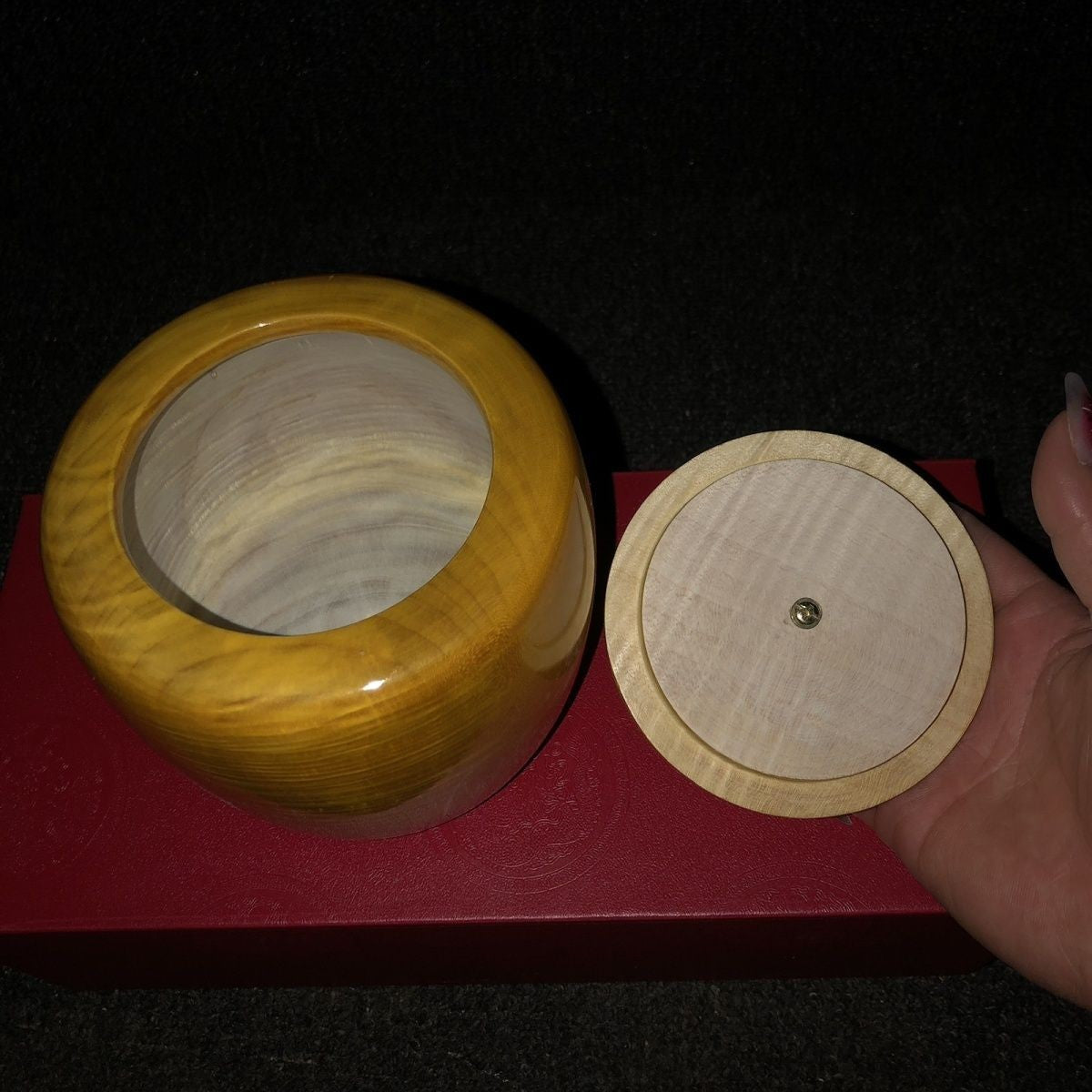 Large Leaf Nanmu Tea Caddy 11×12cm Natural Wood Hand Carved Jar Random Grain