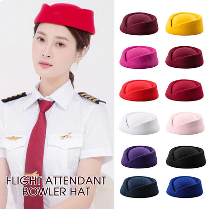 Women Wool Felt Beret Hat Teardrop Fancy Stewardess Air Hostesses Dress Hat