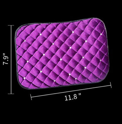Fashion Exquisite Car Armrest Center Console Pad Cover Bling Diamonds Winter