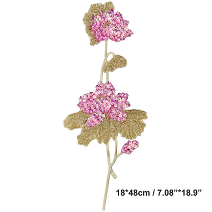 Clothes Sewing Appliques Beaded Sew On Peony Flower Patches Jacket Decor 10x31cm