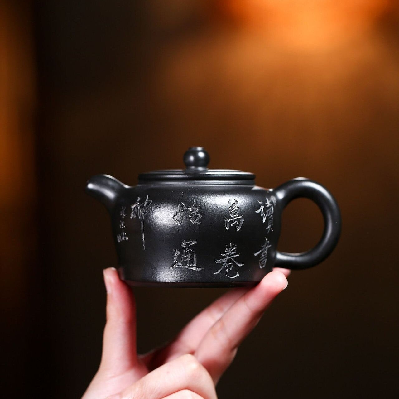 Full Handmade Tea Pot Yixing Zisha Clay Jinzhong Pot 9 Infuser Holes Words Carve