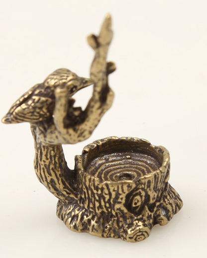 Bronze Statue Prune Tree Magpie Bird Small Statue 2.6" Collection Chinese