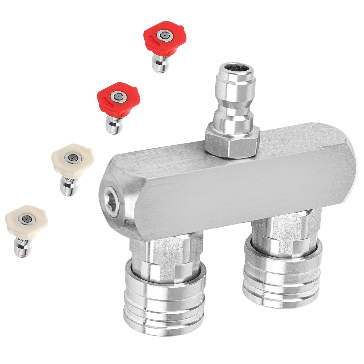 5000PSI Dual Pressure Washer Nozzle 1/4" Quick Connect With 4* Spray Tips Parts