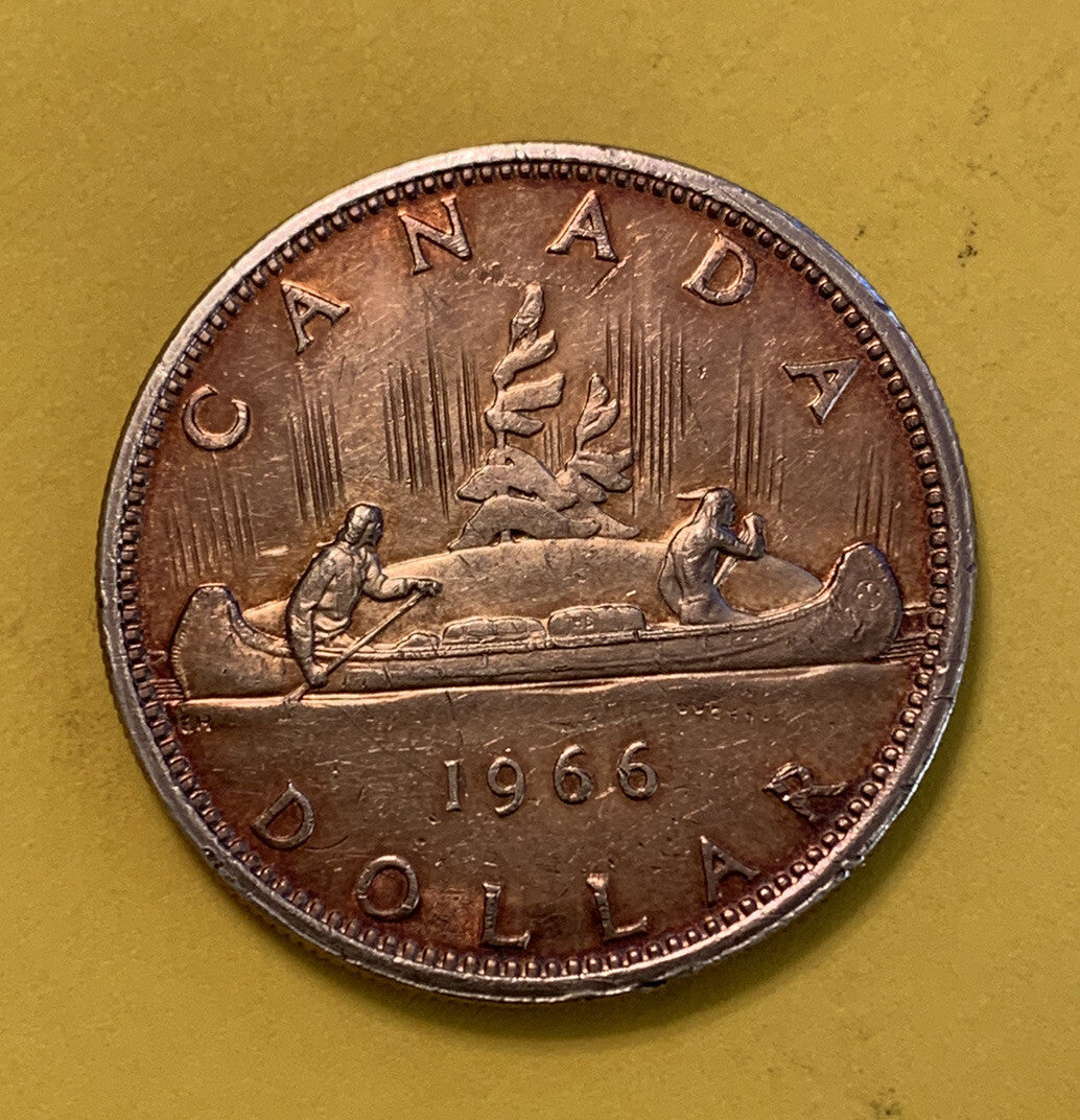 1966 Canada 1 Dollar Silver Coin Young Queen Elizabeth II 2nd portrait Old Money