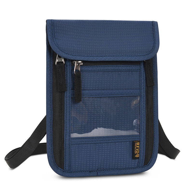 RFID Blocking Passport Holder Travel Card Storage Bag Neck Phone Pouch AntiTheft