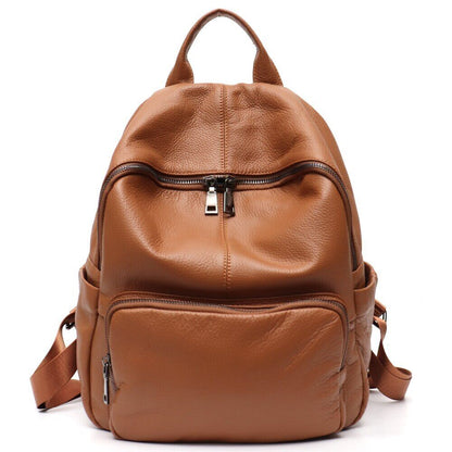 Genuine Leather Backpack Women Men Shoulder Bag School Travel Cowhide