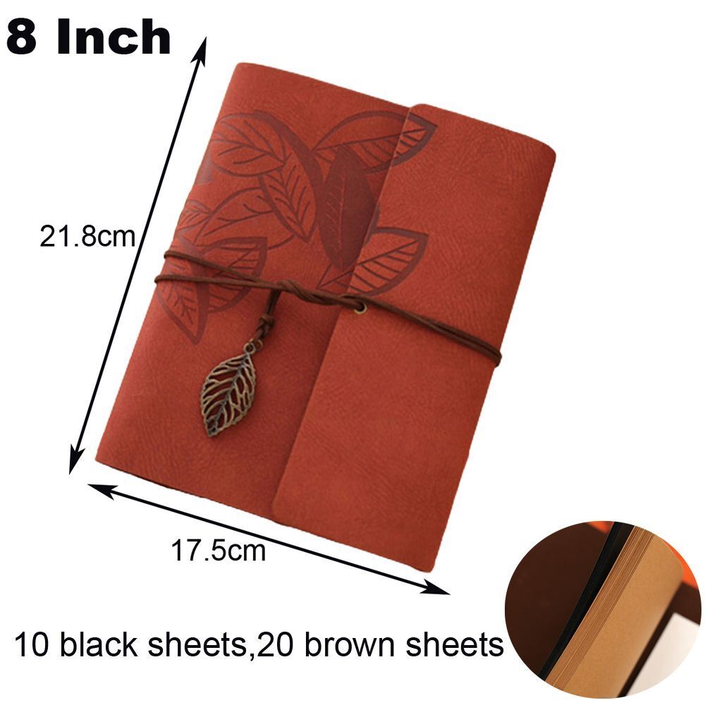 Photo Album 30 Sheet Vintage Leather Scrapbooking Book Refillable Page 21.5x17cm