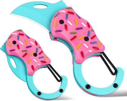 Small Pocket Knife for Women, Cute Donut Folding Box Cutter with 1.34 Inch Sharp