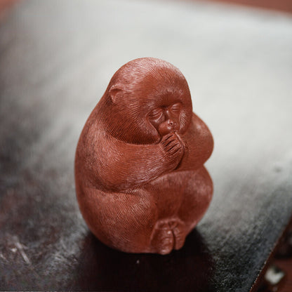 Yixing Handmade Purple Clay Tea Pet Chinese Monkey King Statue Ornaments