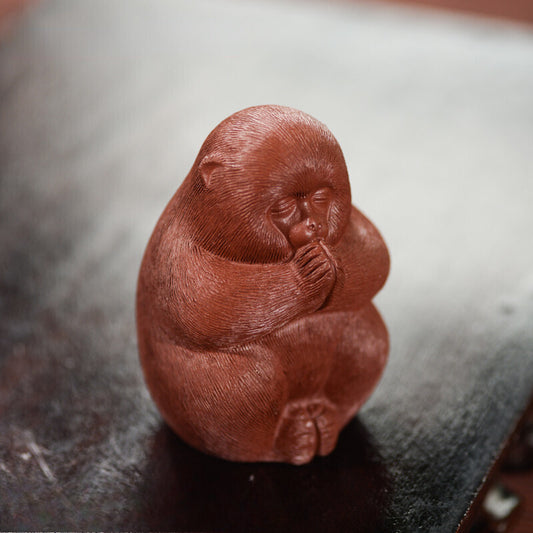 Yixing Handmade Purple Clay Tea Pet Chinese Monkey King Statue Ornaments