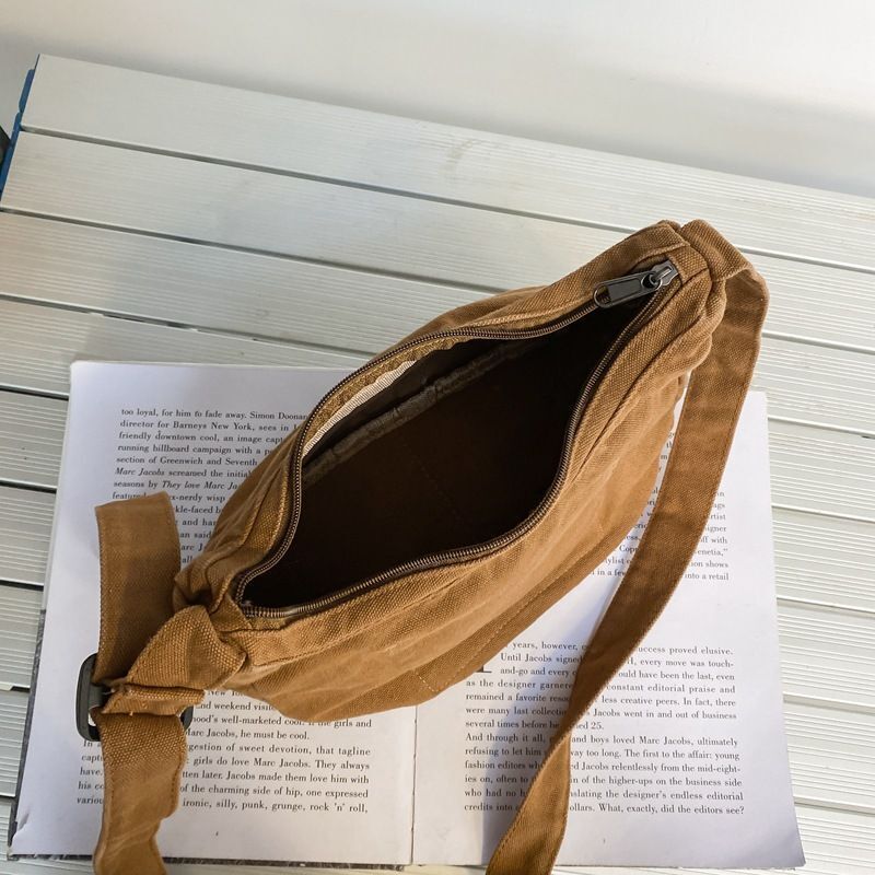 Canvas Fabric Small Side Sling Shoulder Bag Student Cotton Soft Cloth Crossbody