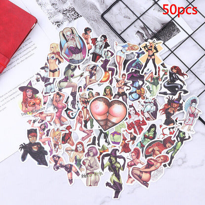 50Pcs/bag Pvc Waterproof Sexy beauty Girls Stickers For Skateboard Luggage DY-ca
