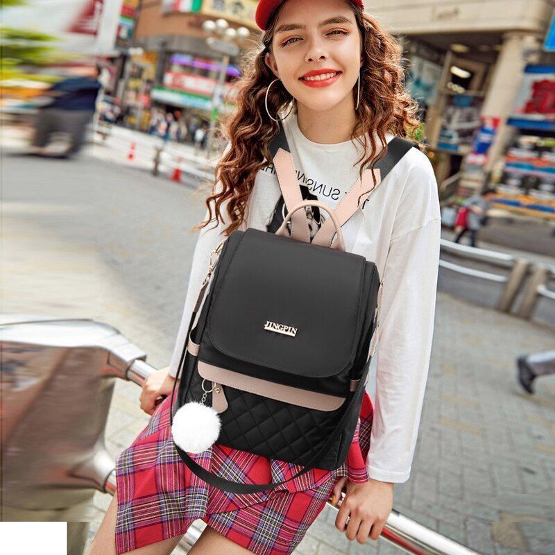 Anti-Theft Travel Oxford Cloth Backpack Shopping Bag Teenager Bookbag 29*28*15CM