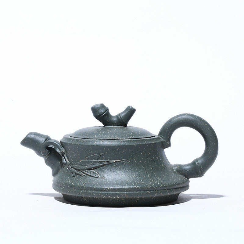 4.5" China Yixing Zisha Pottery Celeste Clay 100ML 7 Hole Folia Bambosae Teapot
