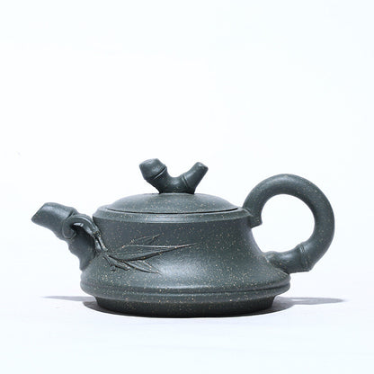 4.5" China Yixing Zisha Pottery Celeste Clay 100ML 7 Hole Folia Bambosae Teapot