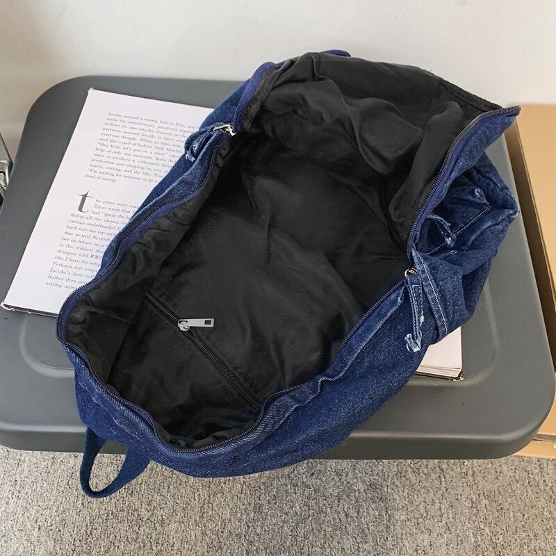 Canvas Denim Book Bag Backpack Traveling School Bags Vintage Laptop 33*13*43 CM
