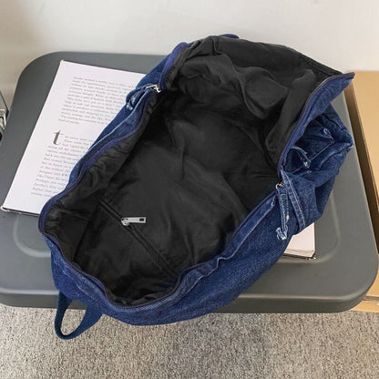 Canvas Denim Book Bag Backpack Traveling School Bags Vintage Laptop 33*13*43 CM