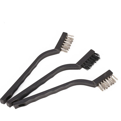 3* Steel Brush Set Small Cleaning Brushes Wire Rust Sparks Wheels Scrub 180mm I