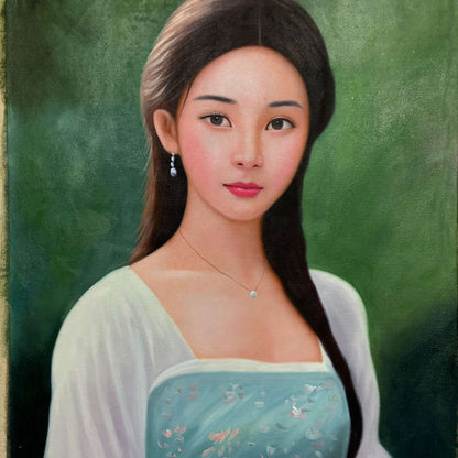 Chinese Hand Painted Canvas Oil Painting Beautiful Woman By Leng Jun 冷军 19010