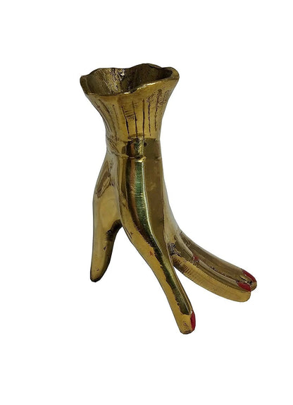 New Brass Golden Multipurpose Flower vase/Ashtray in Shape of Hand 13 cm