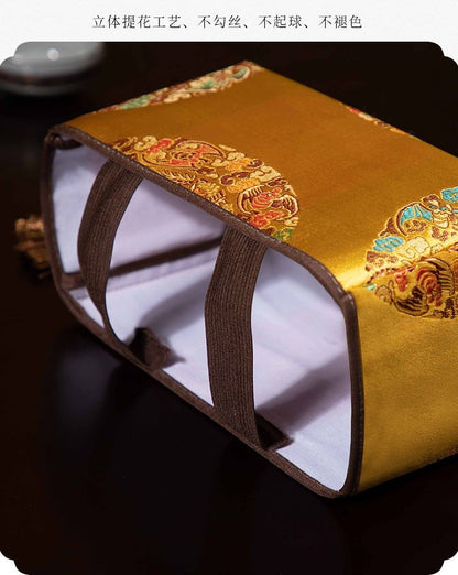 New Chinese Handmade Brocade Tissue Box With Tassel Decor