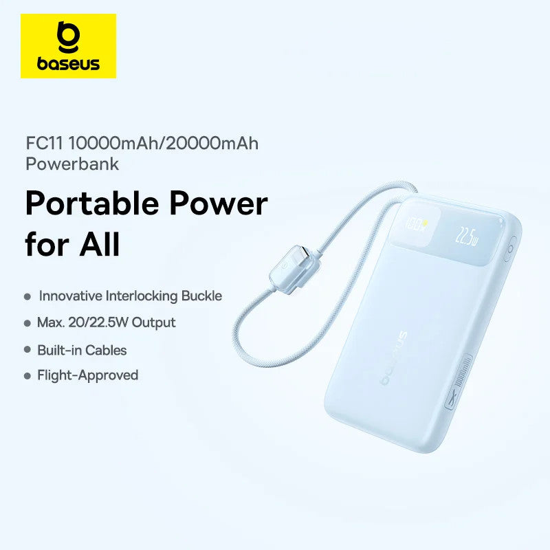 Baseus EnerFill FC11 22.5W 20000mAh Power Bank Built‑in Cable for iPhone/Android