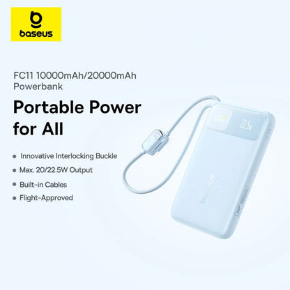 Baseus EnerFill FC11 22.5W 20000mAh Power Bank Built‑in Cable for iPhone/Android