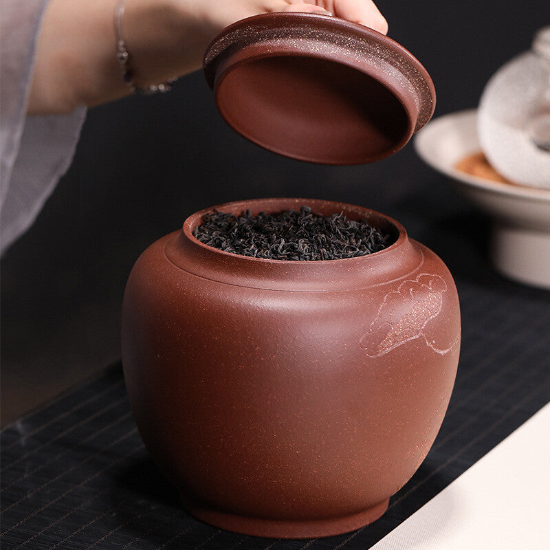 China Yixing Zisha Jiangpo Clay Pottery Traditional Handmade Tea Jar Pot Vessel