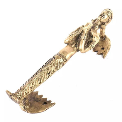 Set of 2 Antique Look Brass Temple Figure Praying Figure Door Handle Home Decor