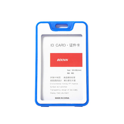 1Pc Blue Meeting ID Badge Card Holder Slim Hard Card Cover Case w/ Lanyard cc