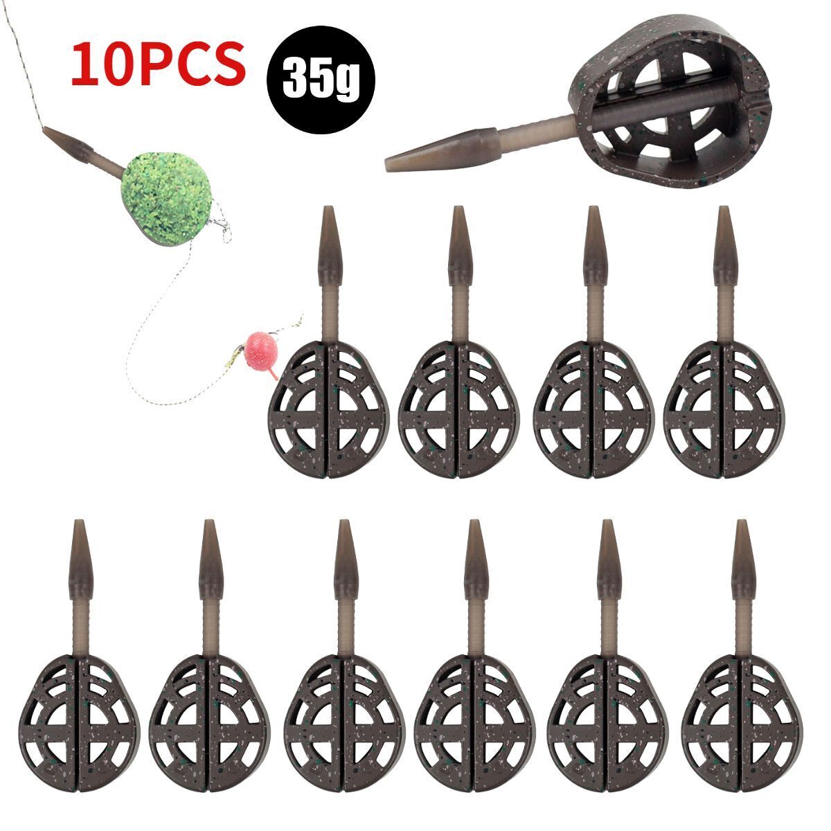 25/35g Inline Method Feeder Mold Bait Thrower Bait Plumb Set Zinc Alloy Carp Kit