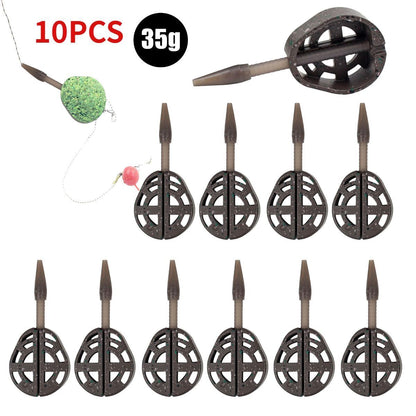 25/35g Inline Method Feeder Mold Bait Thrower Bait Plumb Set Zinc Alloy Carp Kit