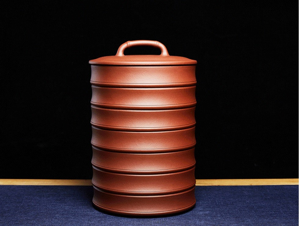 chinese Yixing Handmade Caddy Zisha Canister Pu'er tea cake storage with lid Jar