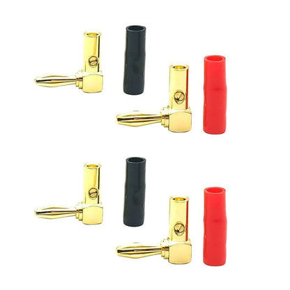 8pcs Angled Banana Plugs Strain Relief Gold 4mm for AV Receiver Home Theater