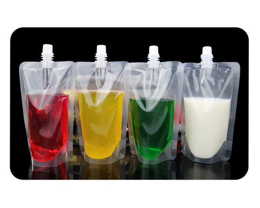 100~500ml Plastic Spout Bag Stand Up Liquid Drink Milk Juice Wine Pouch With Cap