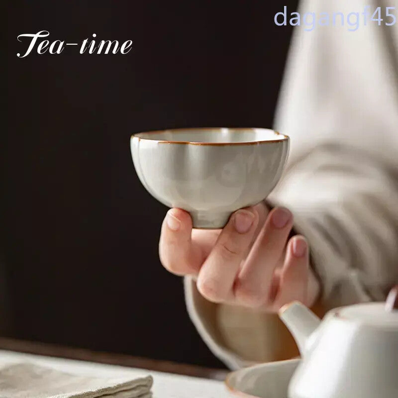 80ml Boutique Cream Ru Kiln Ceramic Tea Cup Plum Blossom Master Cup