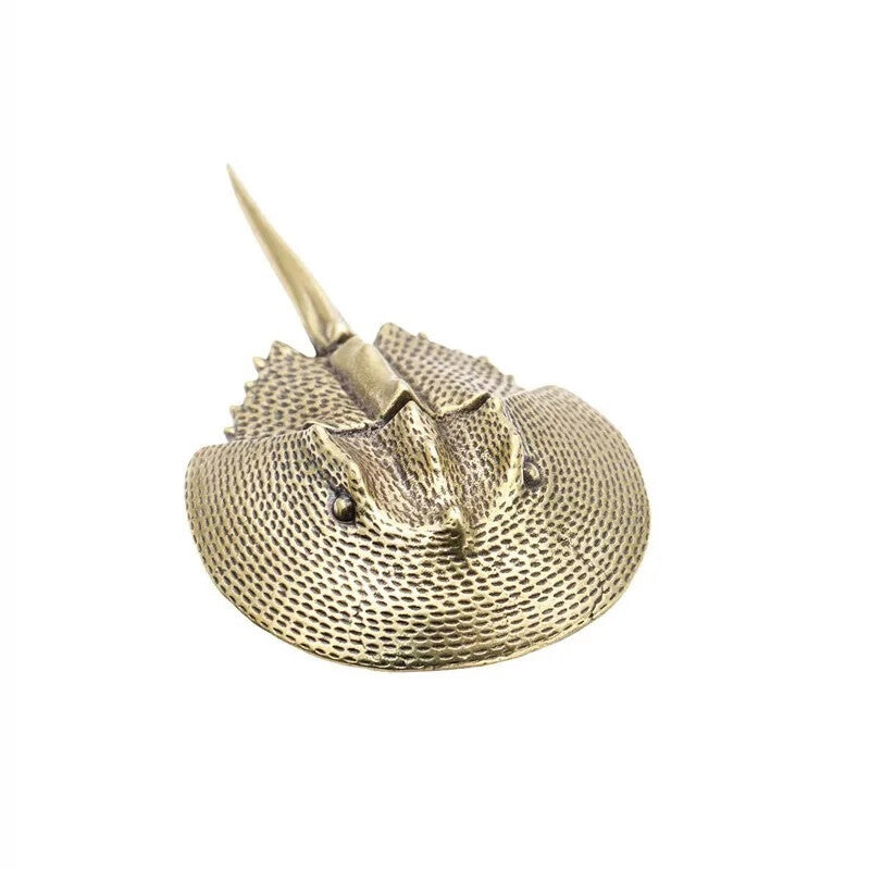 Solid Brass Living fossil Tri-spine Horseshoe Crab Miniature Figurines Animal