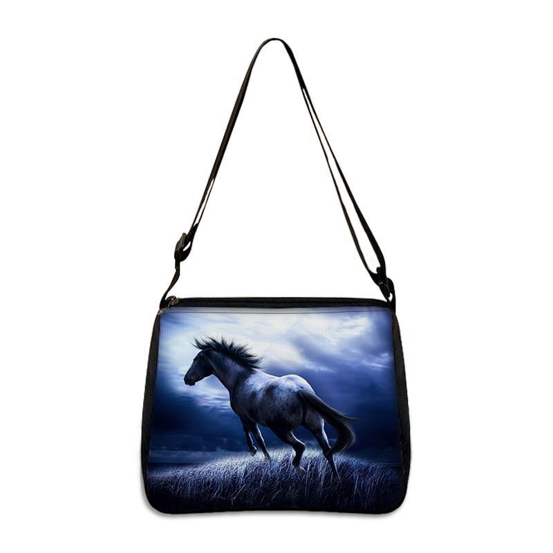 Horse Print Handbag Canvas Shoulder Bag Messenger Bags Travel Crossbody Nylon
