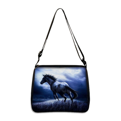 Horse Print Handbag Canvas Shoulder Bag Messenger Bags Travel Crossbody Nylon