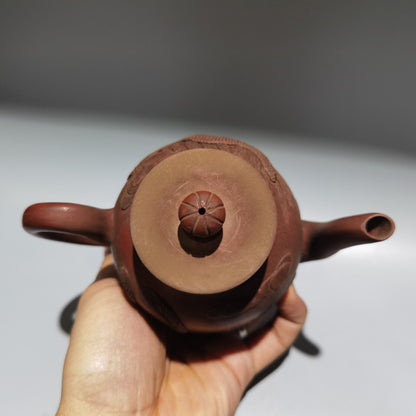 vintage chinese yixing purple clay teapot zisha ceremony carving dragon phoenix