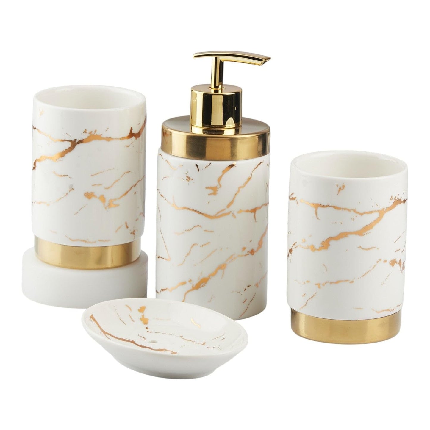 Ceramic Bathroom Accessories Set for Utility & Bathroom Decor Set Of 4