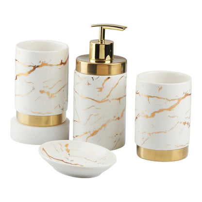 Ceramic Bathroom Accessories Set for Utility & Bathroom Decor Set Of 4